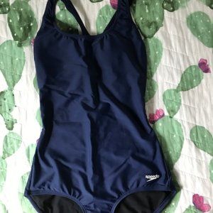 Speedo Women's Racerback One Piece PowerFLEX Swimsuit Navy Size 12
